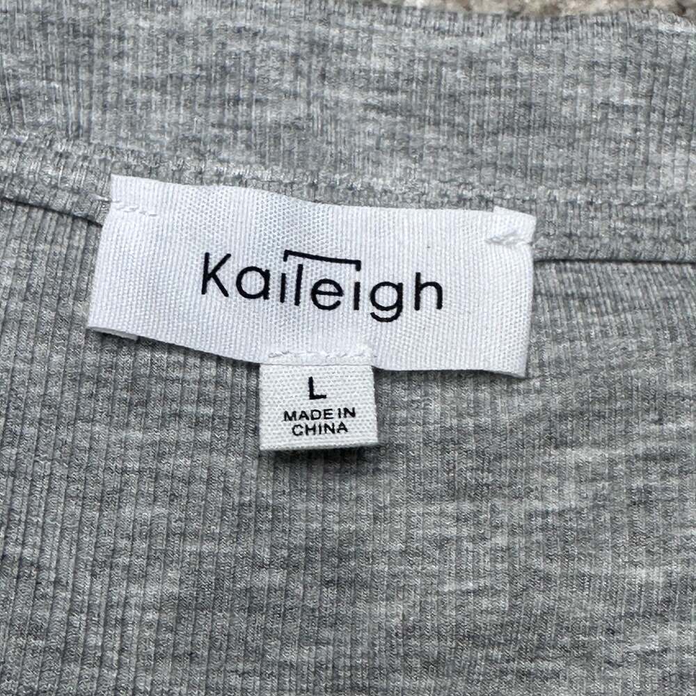 Kaileigh Estelle Square Neck Knit Long Sleeve Bodysuit Gray, Sz L - Picture 7 of 8